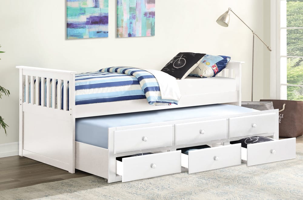 T-2100W 39″ Captains Bed (White) bunk bed