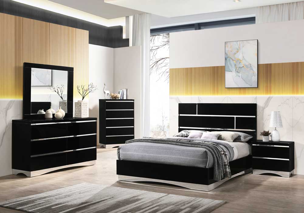 Stoney Black 6 Piece Queen Size Bedroom Set