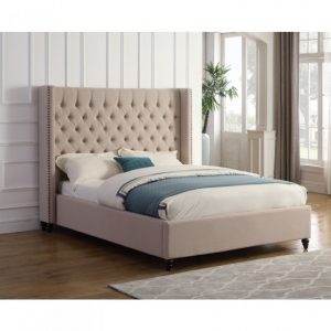 B1920-BEI King MARCELLA BED FRAME, BEIGE