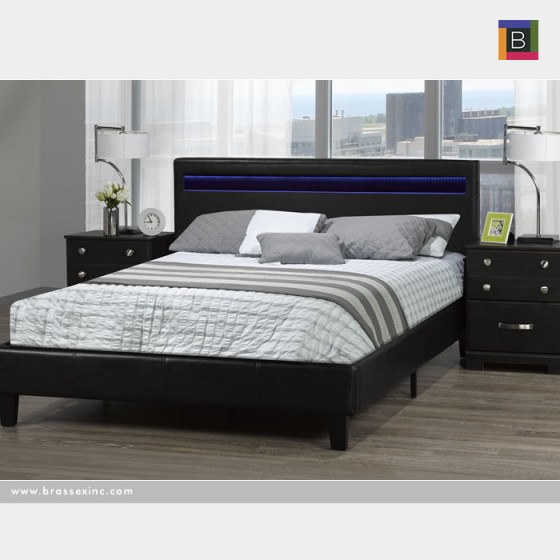 LX688 BLK DHARA Queen BED FRAME W/LED LIGHT BLACK