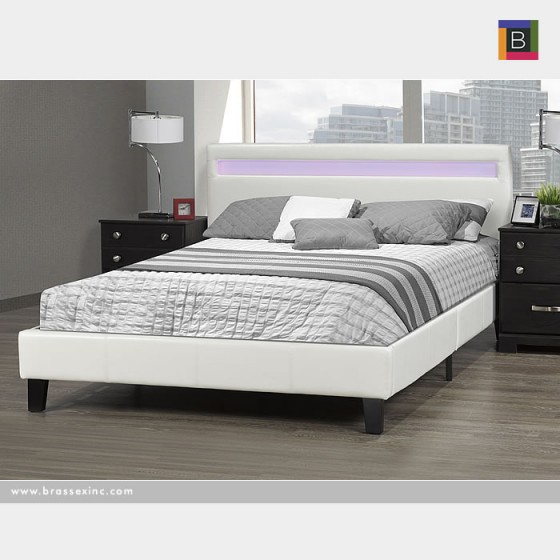 LX688 WH DHARA Queen BED FRAME W/LED LIGHT, WHITE