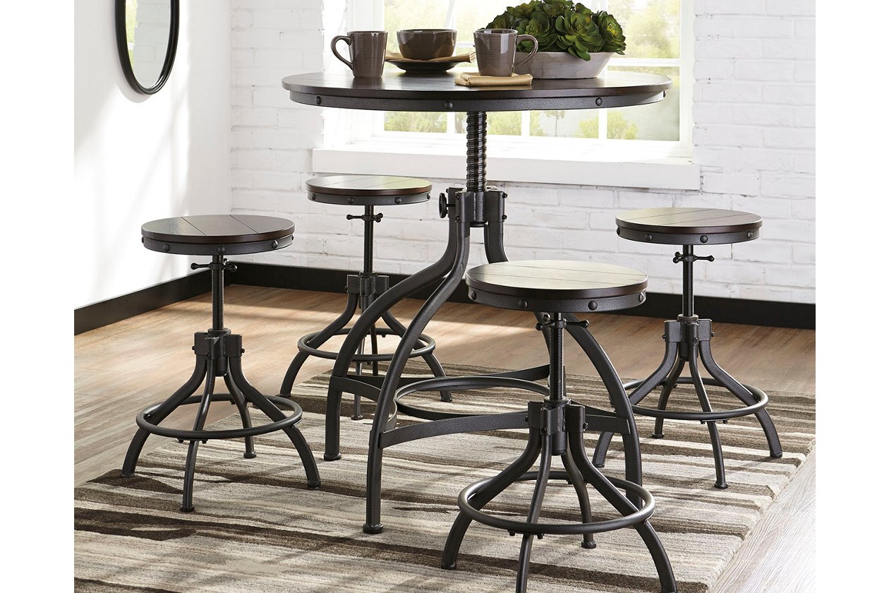 5 piece Odium Counter Height Dining Room Table and Bar Stools