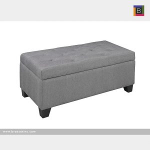 Brassex 20091 GR TUFTED STORAGE OTTOMAN, GREY