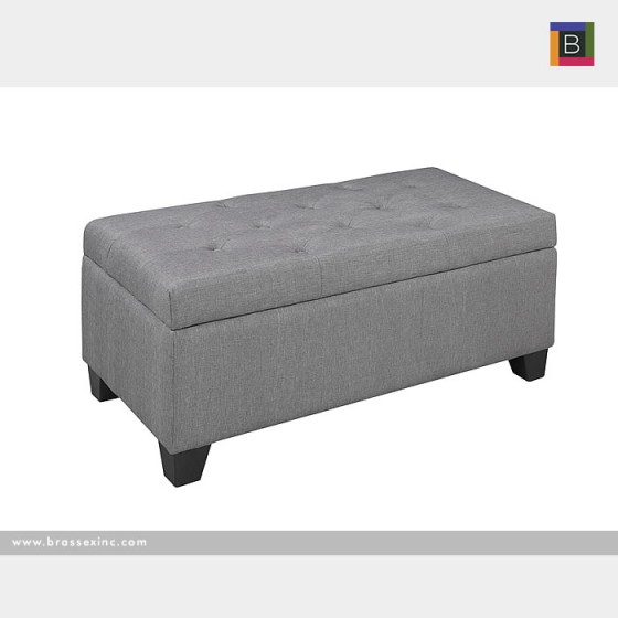 Brassex 20091 GR TUFTED STORAGE OTTOMAN, GREY