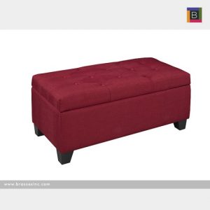Brassex 20091 RED TUFTED STORAGE OTTOMAN