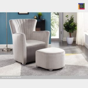 Brassex 0711 GR CLUB CHAIR W. OTTOMAN GREY