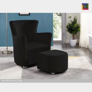 Brassex 0711 BLK CLUB CHAIR W. OTTOMAN BLACK