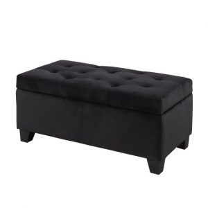Brassex 20091 BLK TUFTED STORAGE OTTOMAN BLACK