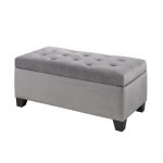 Brassex 22291-GR TUFTED STORAGE OTTOMAN GREY
