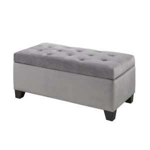 Brassex 22291-GR TUFTED STORAGE OTTOMAN GREY