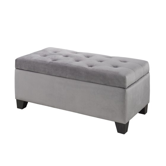 Brassex 22291-GR TUFTED STORAGE OTTOMAN GREY