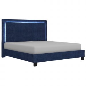 Worldwide Lumina 78" King Platform Bed with Light in Blue