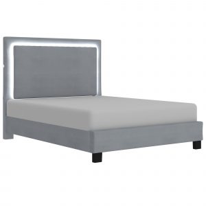 Worldwide Lumina 60" Queen Platform Bed with Light in Grey