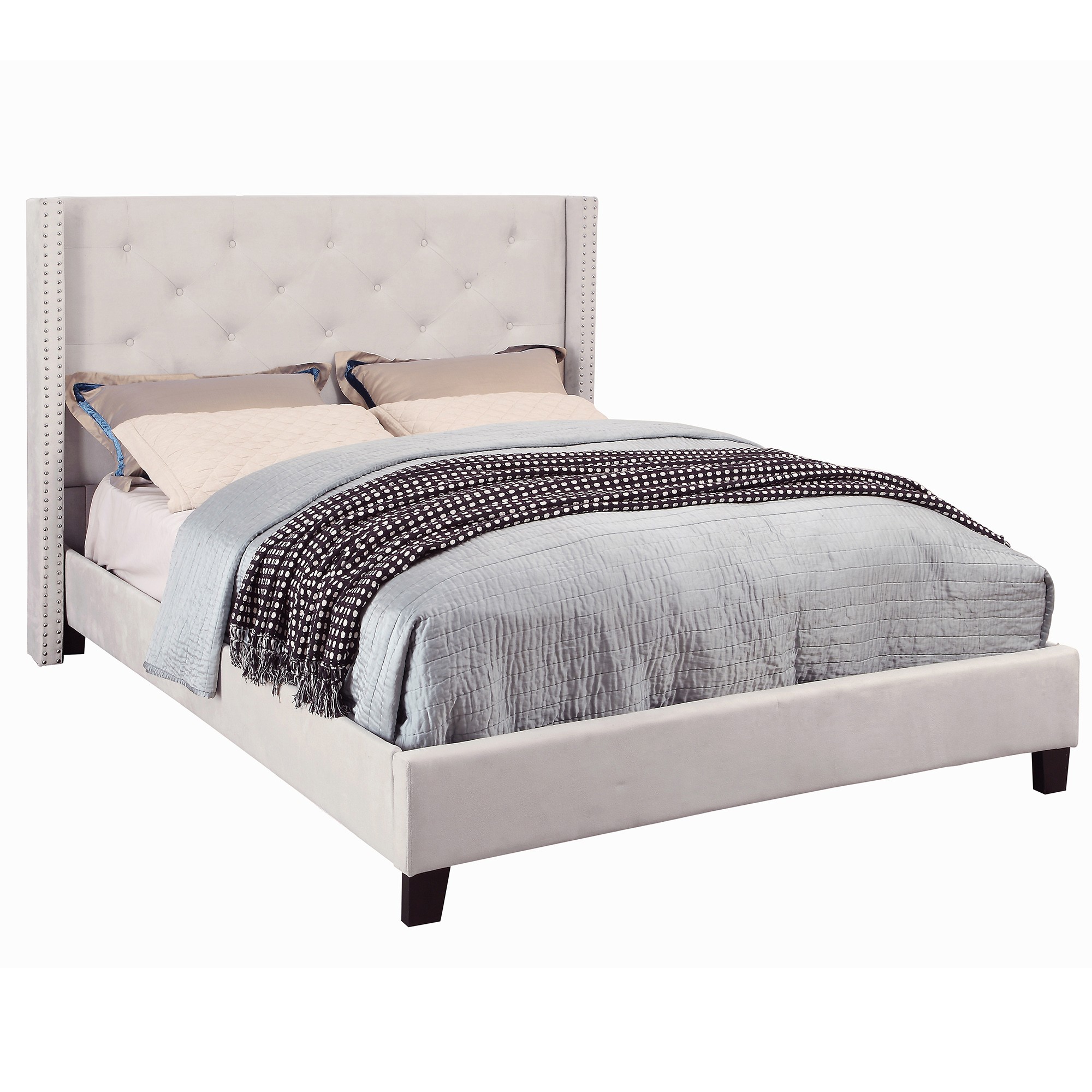 Worldwide Lino 78" King Platform Bed in Ivory