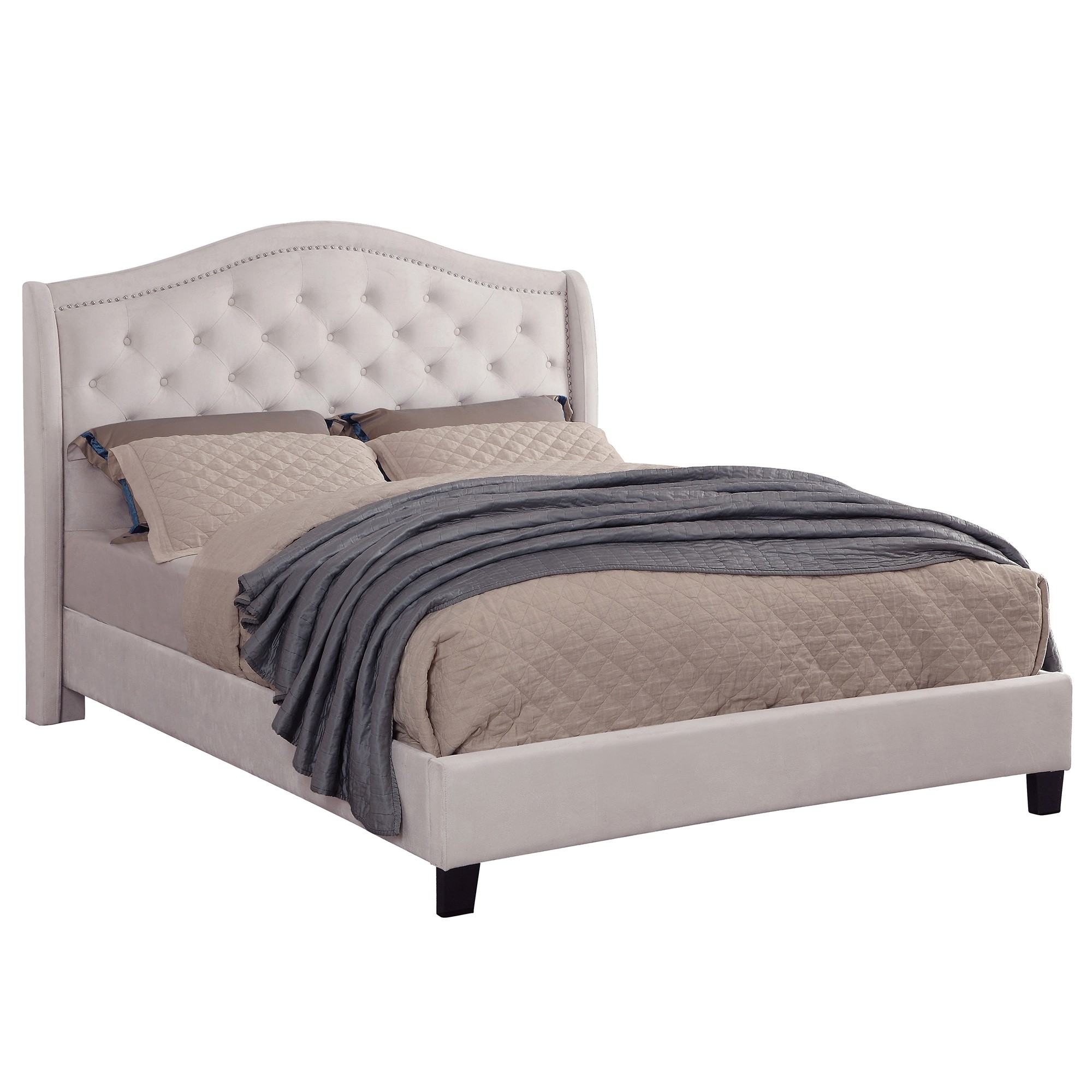 Worldwide Louvre 78" King Platform Bed in Ivory