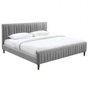 Worldwide Hannah 78" King Platform Bed in Light Grey