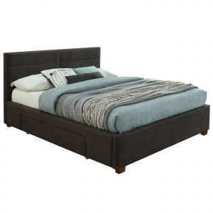 Worldwide Emilio 60" Queen Platform Bed with Drawers in Charcoal
