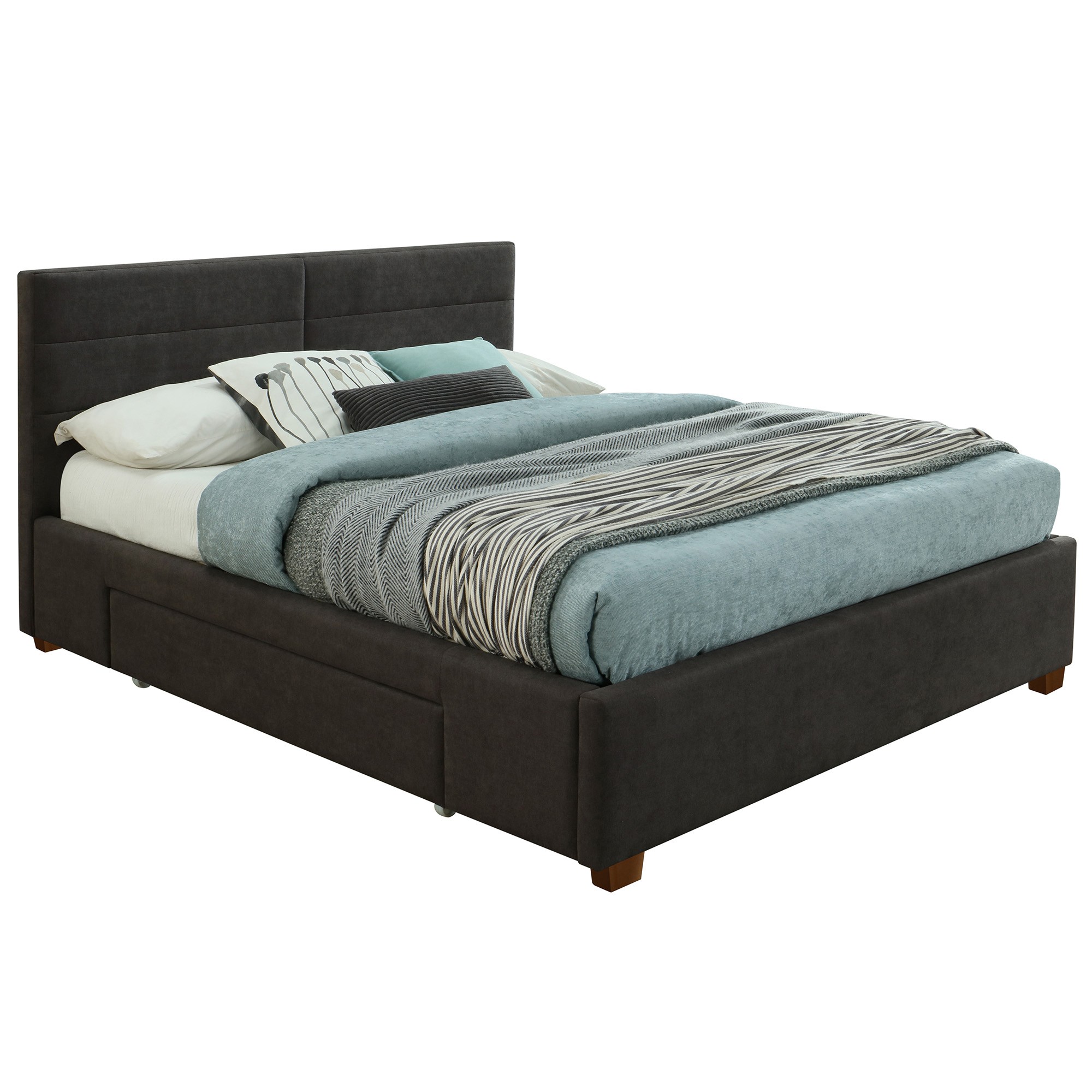 Worldwide Emilio 60" Queen Platform Bed with Drawers in Charcoal