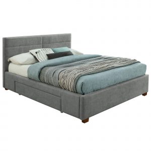 Worldwide Emilio 60" Queen Platform Bed with Drawers in Light Grey