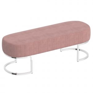 Worldwide Zamora Bench in Dusty Rose with Silver Base