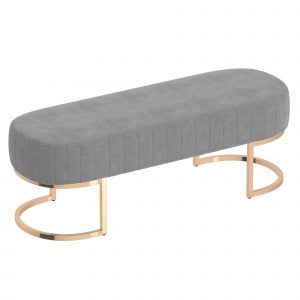 Worldwide Zamora Bench in Grey with Gold Base