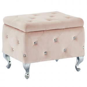 Worldwide Monique Square Storage Ottoman in Blush Pink