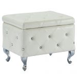 Worldwide Monique Square Storage Ottoman in White