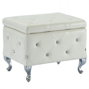 Worldwide Monique Square Storage Ottoman in White