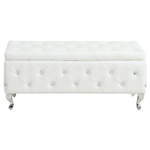Worldwide Monique Rectangular Storage Ottoman in White
