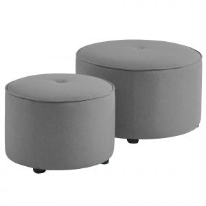 Worldwide Etro 2Pc Round Ottoman set in Light Grey