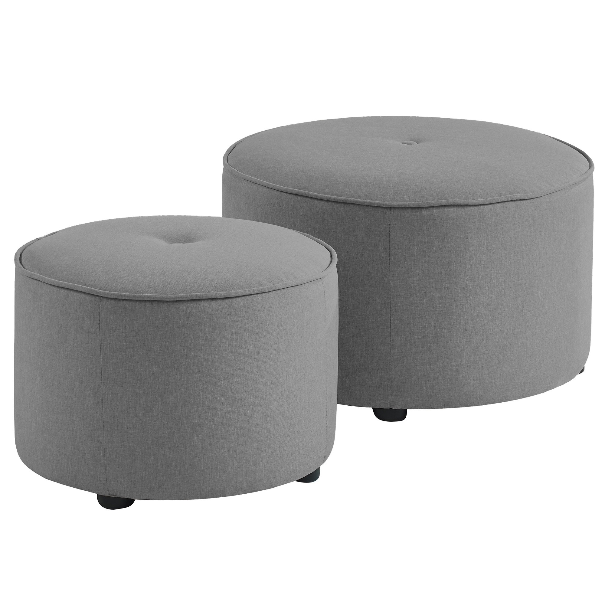 Worldwide Etro 2Pc Round Ottoman set in Light Grey