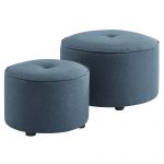 Worldwide Etro 2Pc Round Ottoman set in Blue