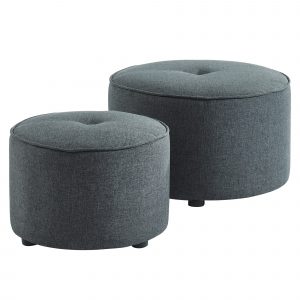 Worldwide Etro 2Pc Round Ottoman set in Grey