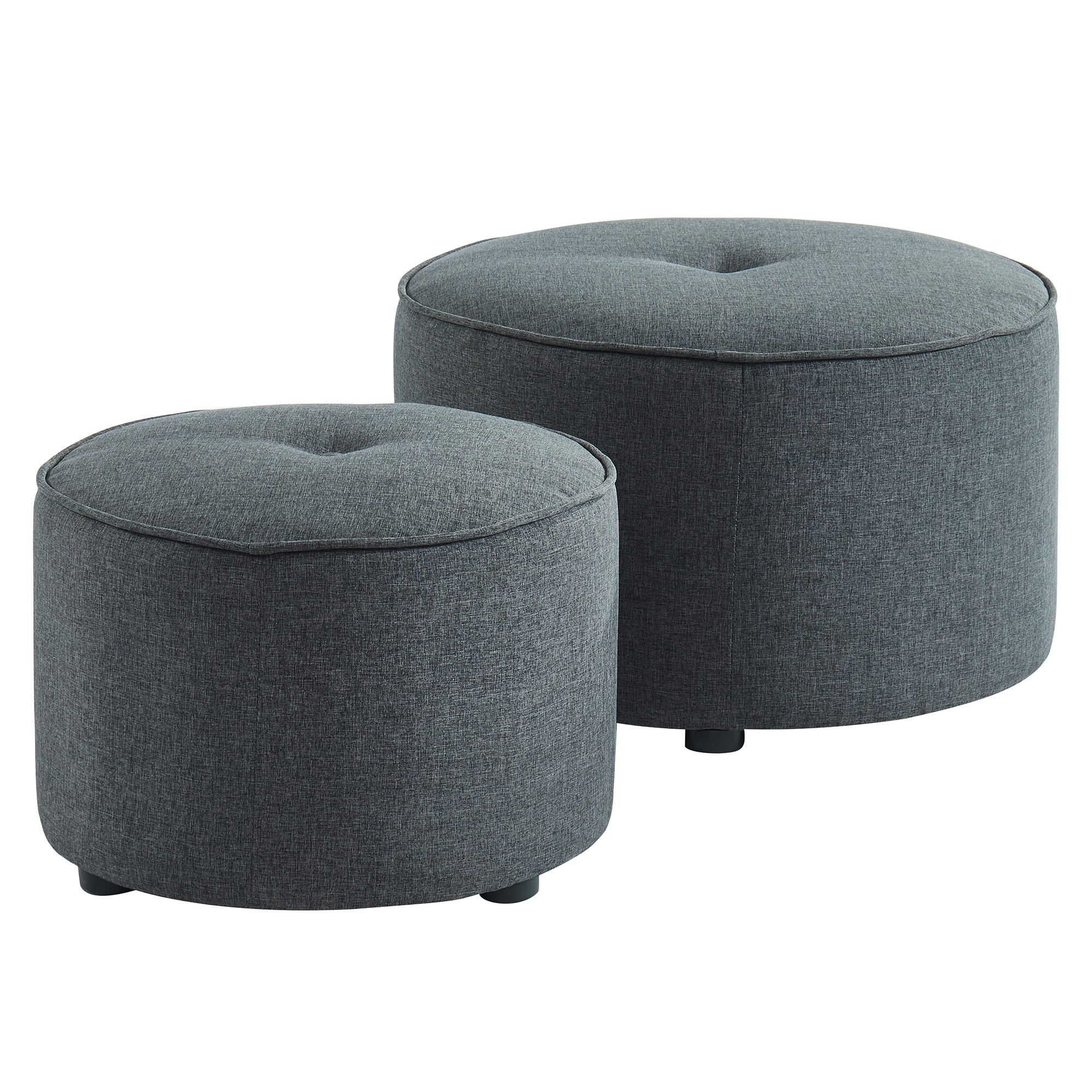 Worldwide Etro 2Pc Round Ottoman set in Grey