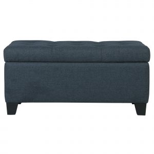 Worldwide Sarah Rectangular Storage Ottoman in Grey-Blue