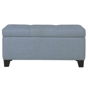 Worldwide Sarah Rectangular Storage Ottoman in Light Blue