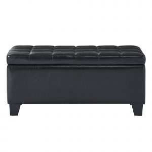 Worldwide Winston Rectangular Storage Ottoman in Black