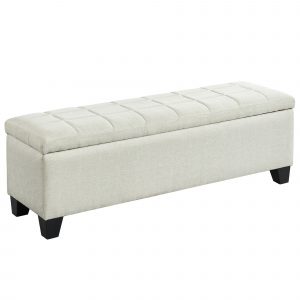 Worldwide Morgan Rectangular Storage Ottoman in Beige