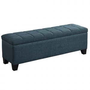 Worldwide Morgan Rectangular Storage Ottoman in Grey-Blue
