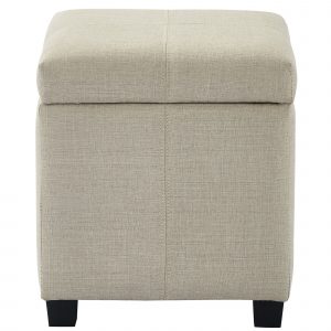 Worldwide Juno Square Storage Ottoman in Beige