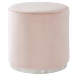 Worldwide Opus Round Ottoman in Blush Pink/Silver