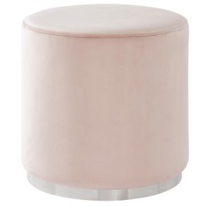 Worldwide Opus Round Ottoman in Blush Pink/Silver