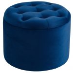 Worldwide Talia Round Storage Ottoman in Blue