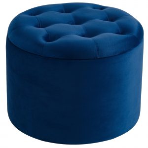 Worldwide Talia Round Storage Ottoman in Blue