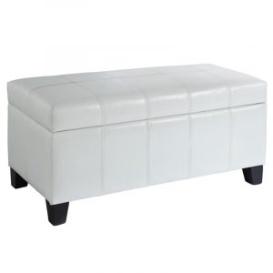 Worldwide Bella Rectangular Storage Ottoman in White