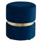 Worldwide Violet Round Ottoman in Blue