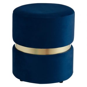 Worldwide Violet Round Ottoman in Blue