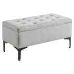 Worldwide Tyler Rectangular Storage Ottoman in Light Grey/Black Legs