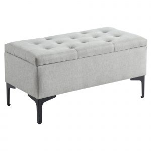 Worldwide Tyler Rectangular Storage Ottoman in Light Grey/Black Legs