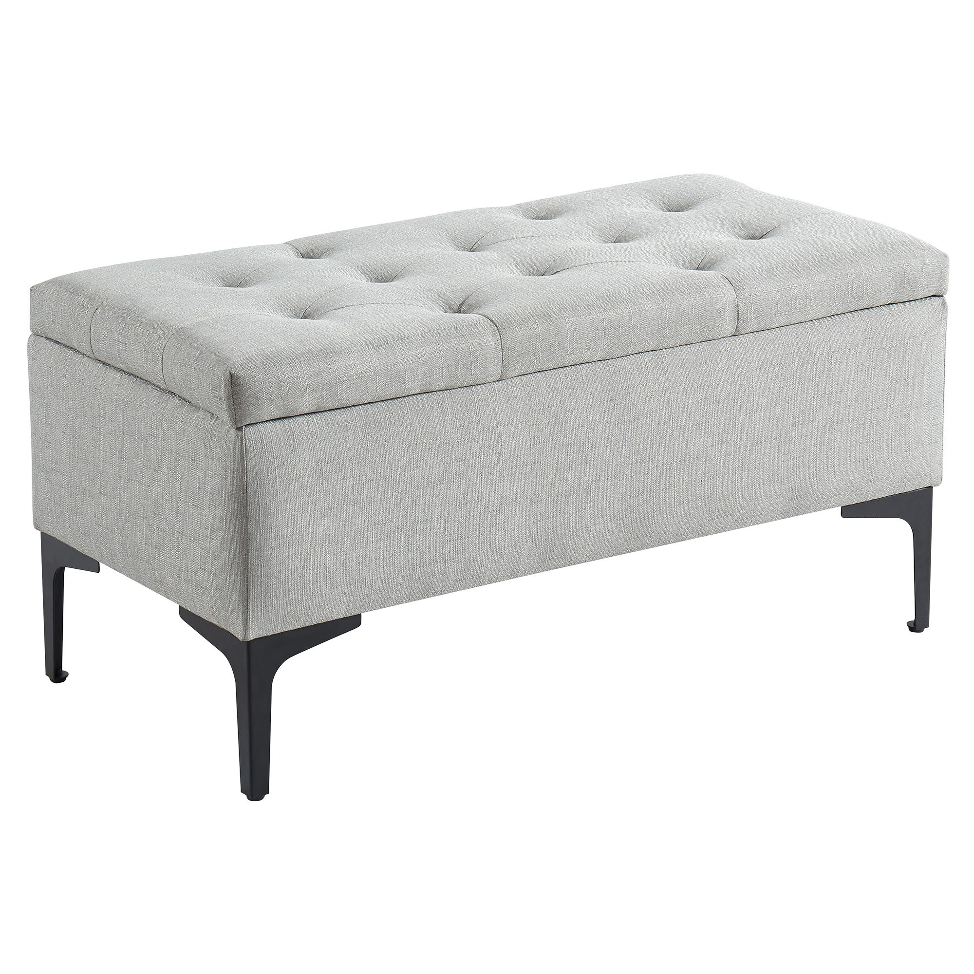 Worldwide Tyler Rectangular Storage Ottoman in Light Grey/Black Legs